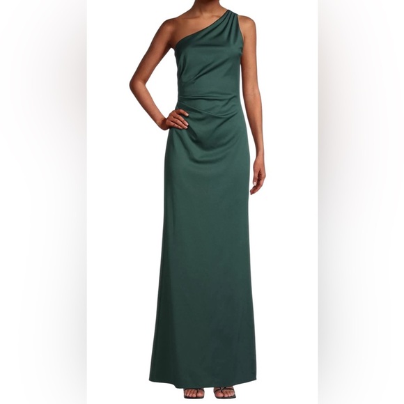 Sachin & Babi New Emerald Green Cece One Shoulder Gown Size 10 | Stretch Crepe - Picture 1 of 6